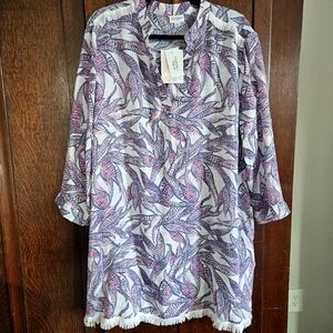 New nwt lularoe coastal cover up shirt top l large